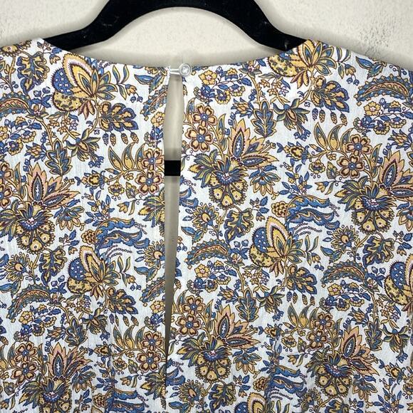 LOFT Beach Tie Front Floral Cut Out Rayon Romper Shorts Jumpsuit Size Medium - Picture 6 of 6